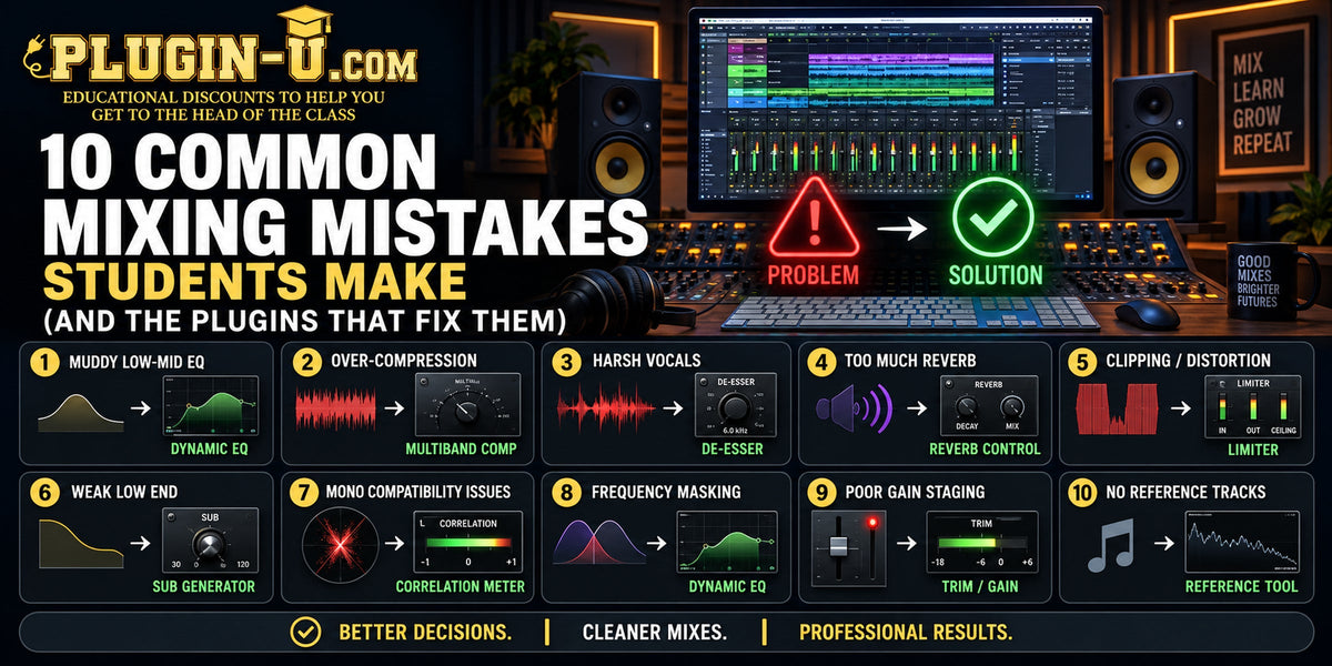 Ten common mixing mistakes students make and audio plugin solutions for better mixes