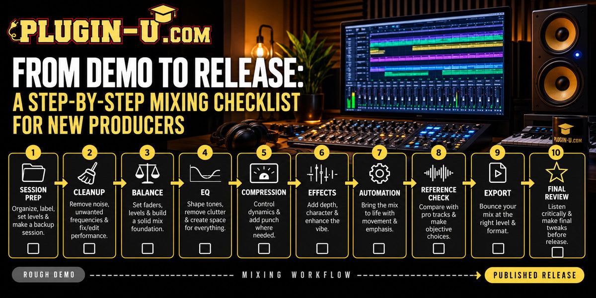 Step-by-step mixing checklist for new producers from demo session through final release