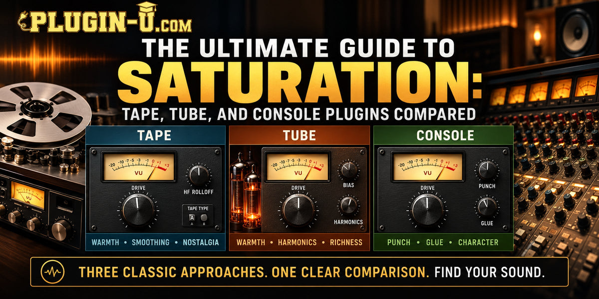Tape, tube and console saturation plugin comparison for adding warmth and harmonic character