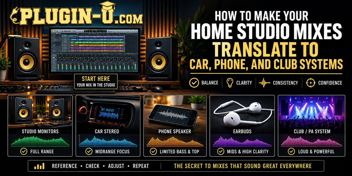 Home studio mix translation across car speakers, phones, headphones and club sound systems