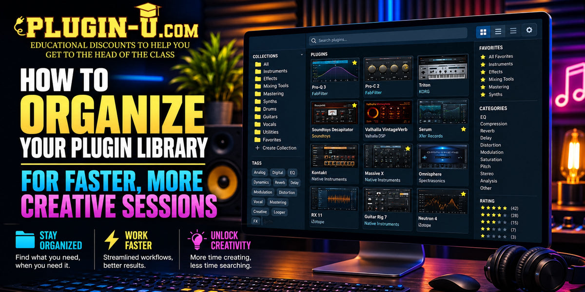 Organized audio plugin library for faster mixing and music production workflow