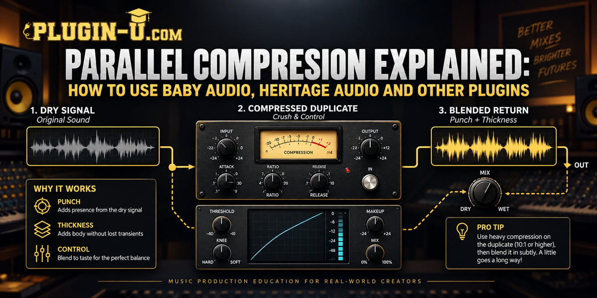 Parallel compression mixing technique using Heritage Audio and other compressor plugins